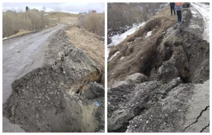 В Новосибирской области обвалилась дорога от поселков до райцентра